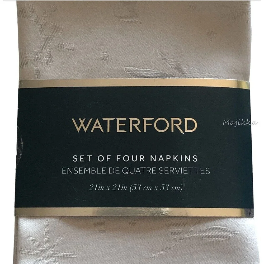 Waterford Hanukkah Menorah Fabric Napkins Luxury Gray Jacquard 21x21